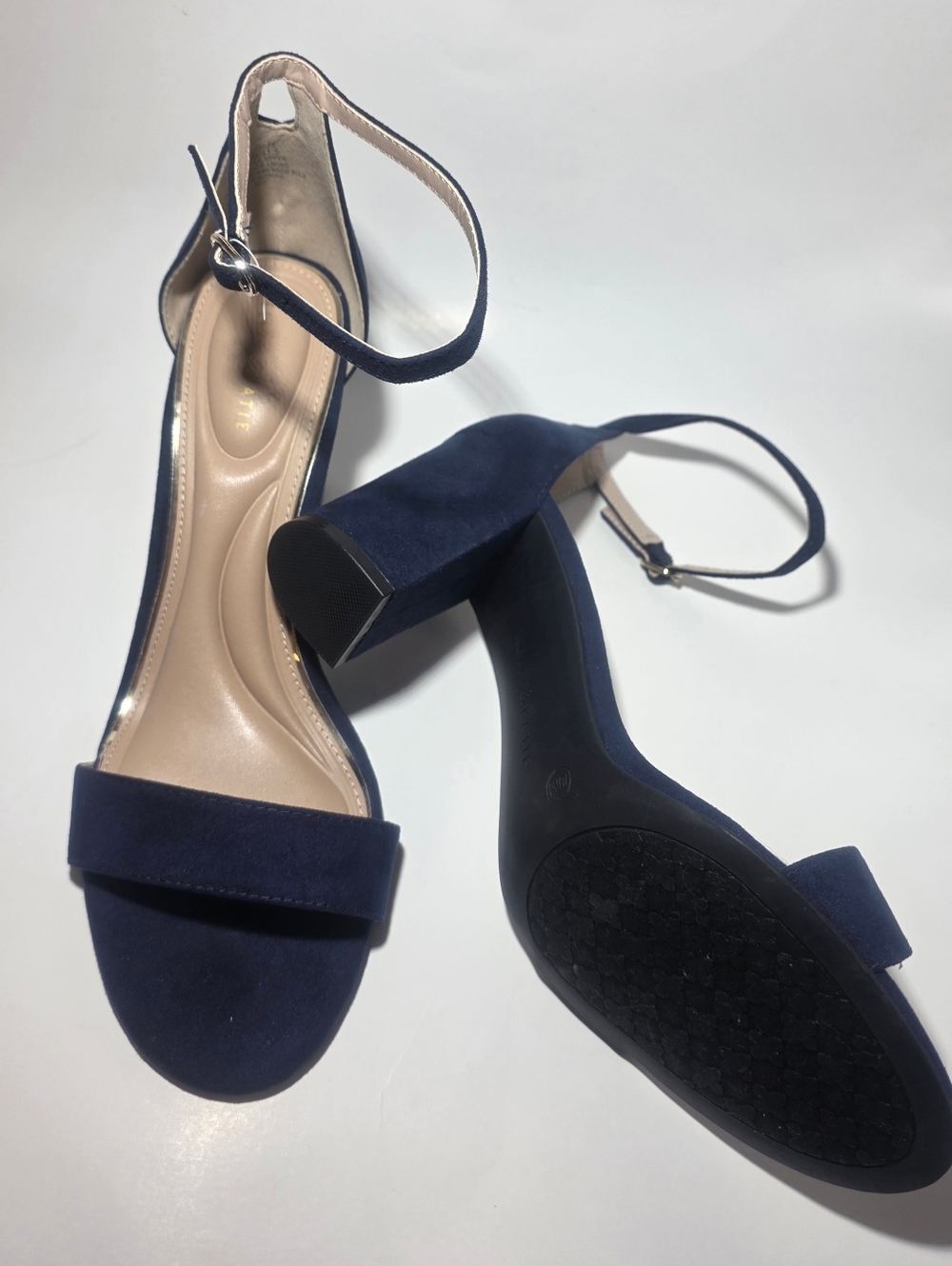 Kelly & Katie Womens Heels Size 10M Navy Blue Ankle Strap Block Heel Sandals NEW - Picture 4 of 7